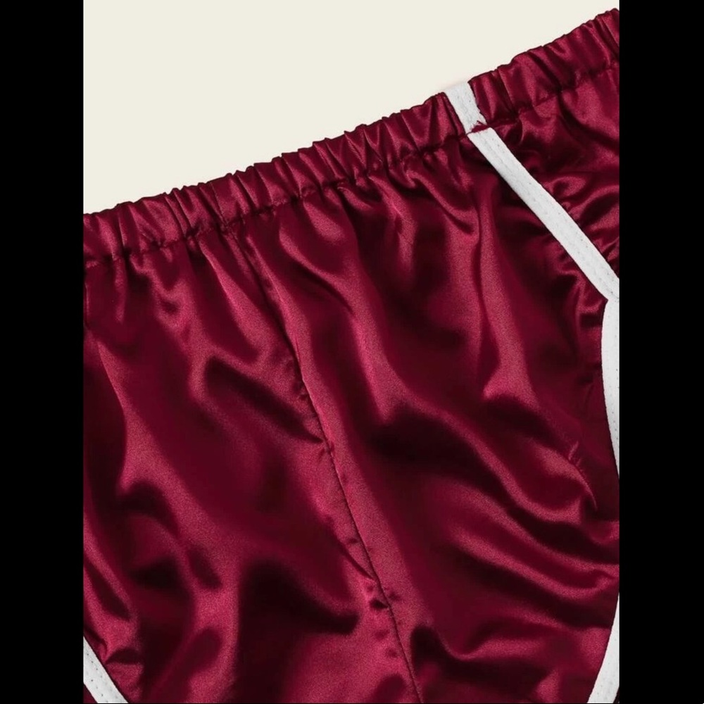 Burgundy, Satin, PJ, Lingerie Set - Picture 4 of 6
